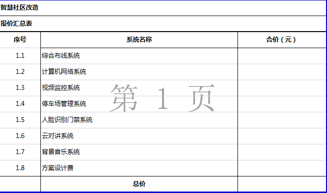 找平台/找系统：智慧社区系统集成报价（如图）