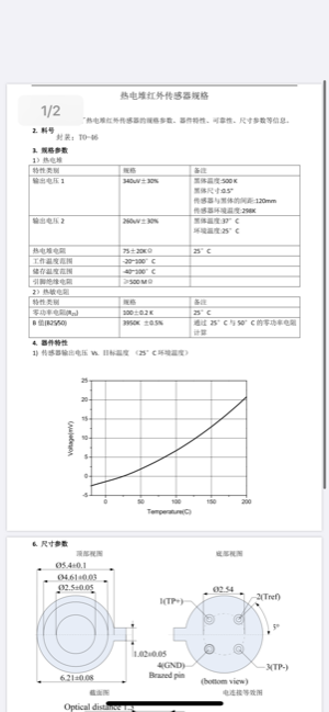 找芯片：热电堆红外传感器（如图）